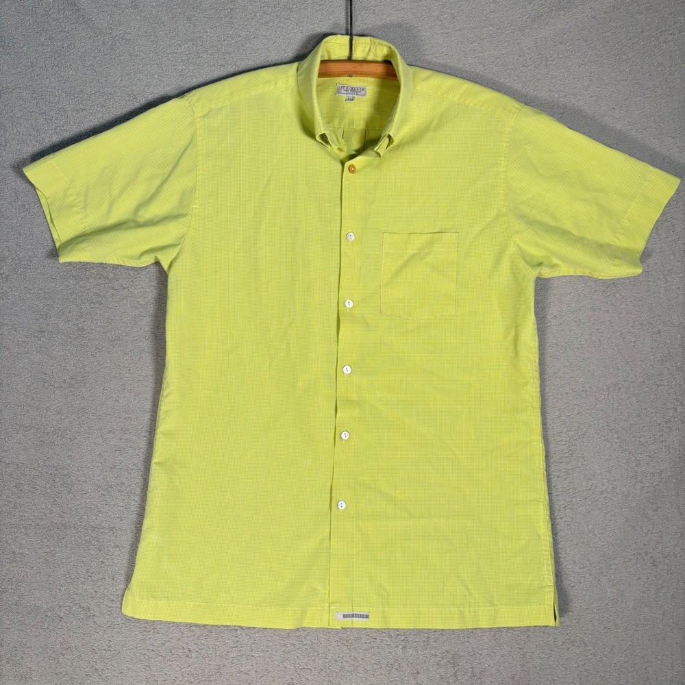 Ted Baker London Button Down Shirt Mens Sz S (2) Micro Gingham Plaid Lime Green